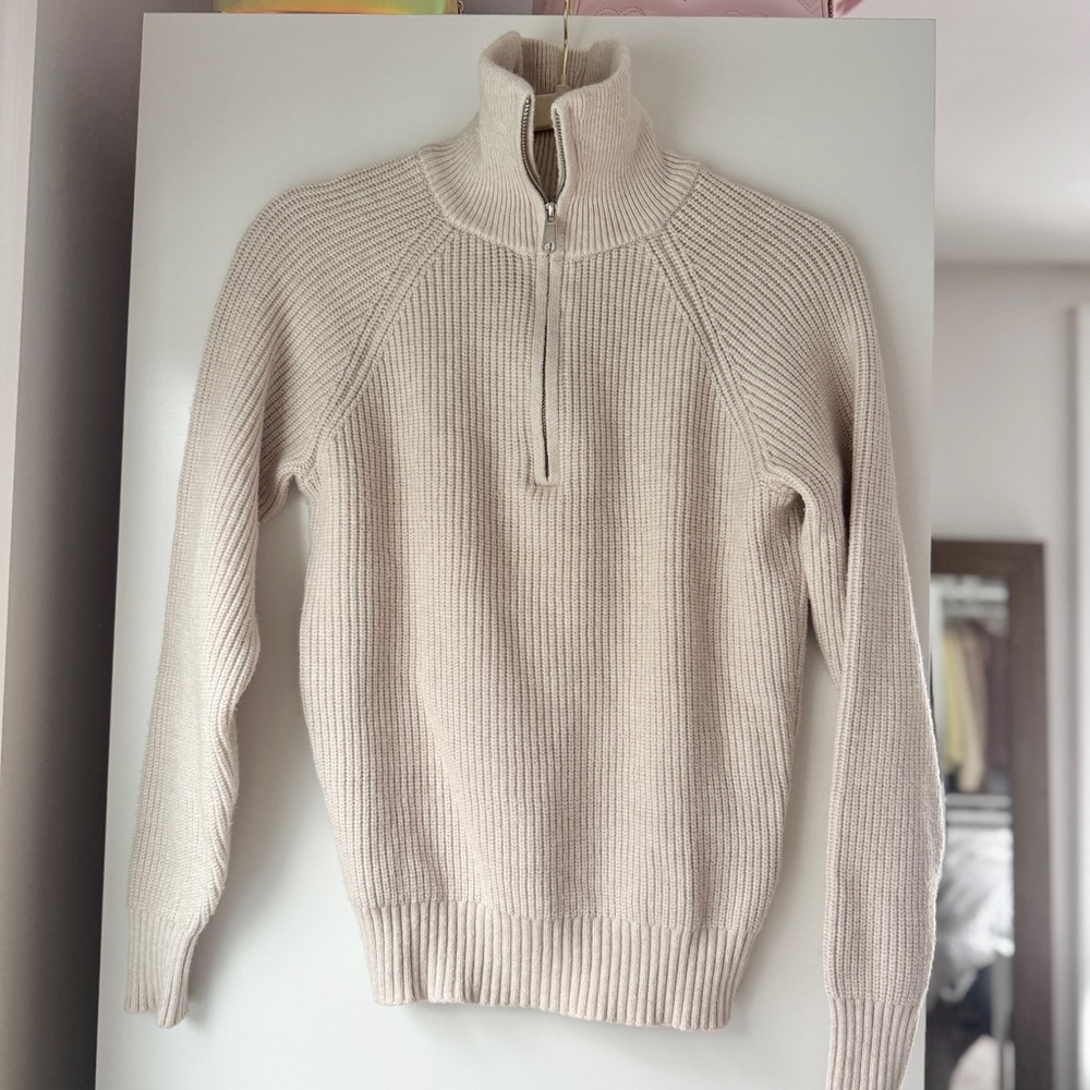 Z-SUPPLY | JAYCE 3/4 ZIP UP OATMEAL SANDSTONE HENLEY COLLAR COZY SWEATER - Picture 6 of 11
